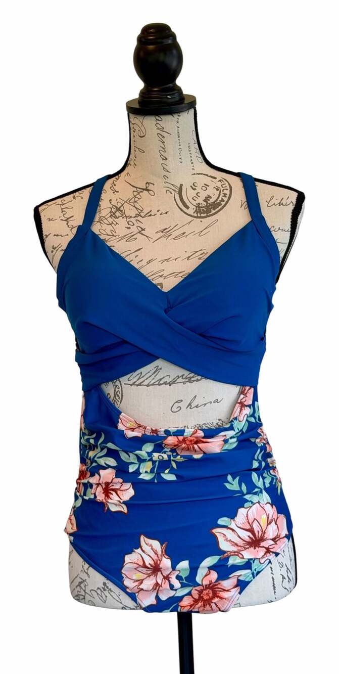 Eomenie Women's One-Piece Cutout Floral Swimsuit with Wrap Tie Back - Picture 6 of 11